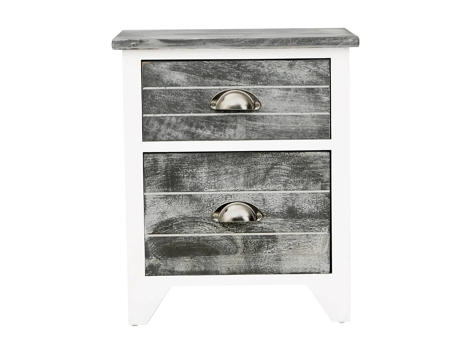 Table de chevet Gris et blanc 38x28x45 cm Bois de Paulownia