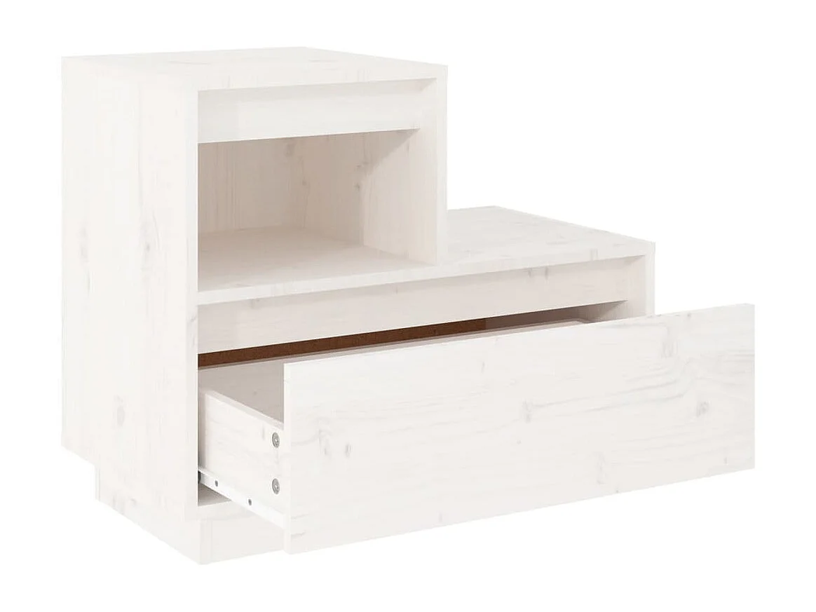 Mesita de noche madera maciza de pino blanco 60x34x51 cm