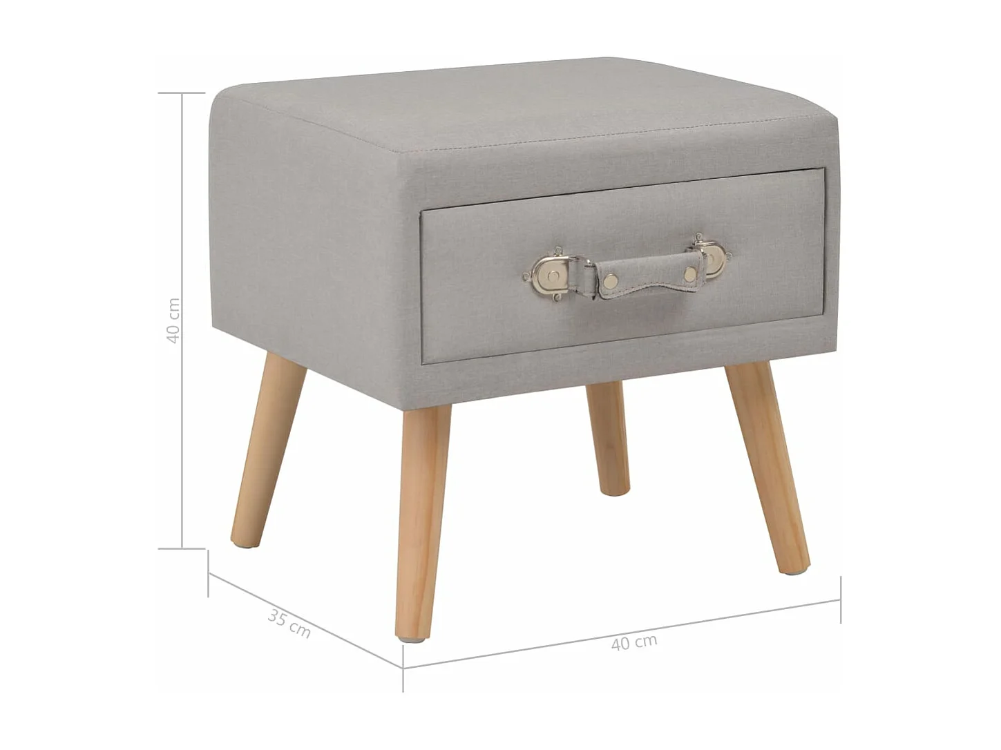 Table de chevet Gris 40x35x40 cm Tissu