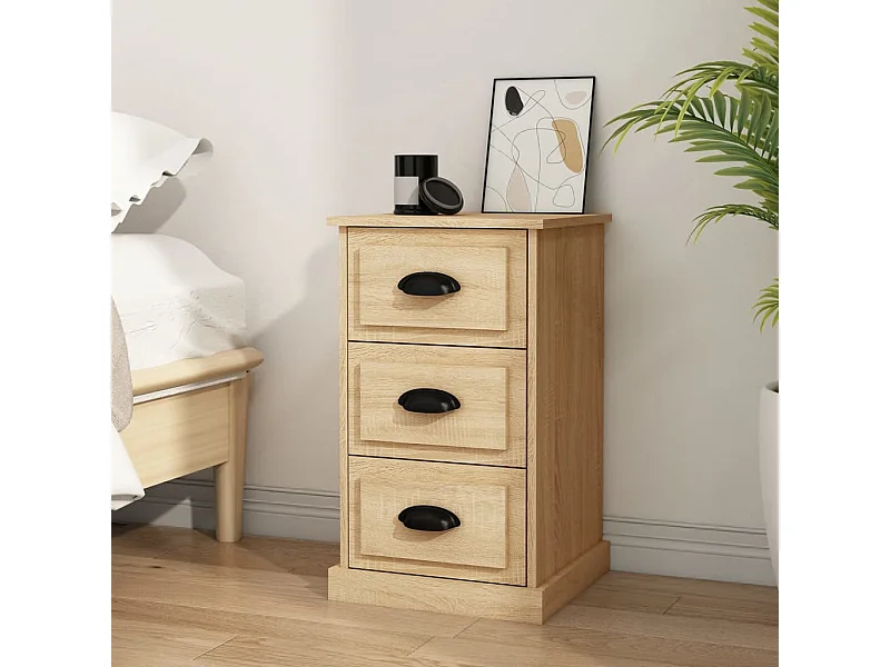 Mesita de noche madera contrachapada roble Sonoma 39x39x67 cm