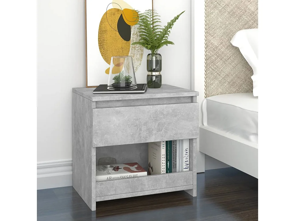 Tables de chevet 2 pièces Gris béton 40x30x39 cm Aggloméré