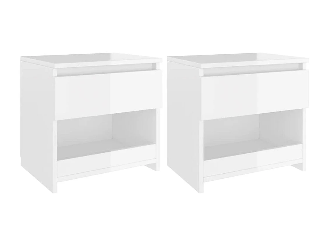 Tables de chevet 2 pièces Blanc brillant 40x30x39 cm Aggloméré