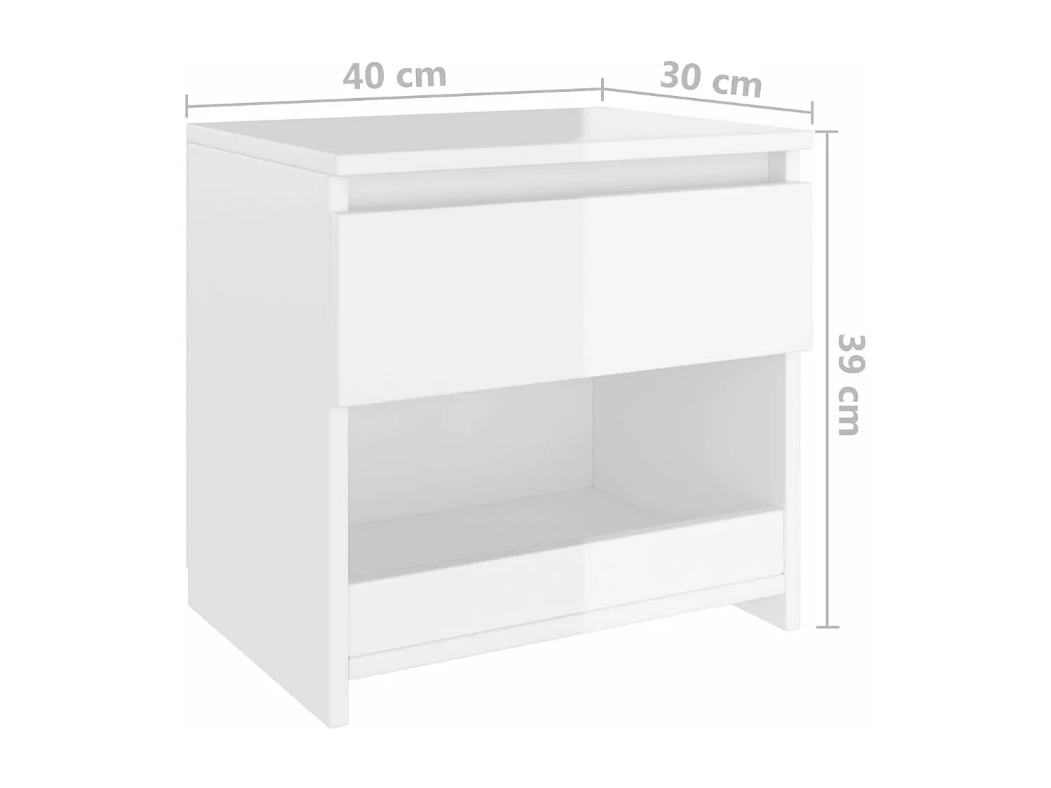 Tables de chevet 2 pièces Blanc brillant 40x30x39 cm Aggloméré