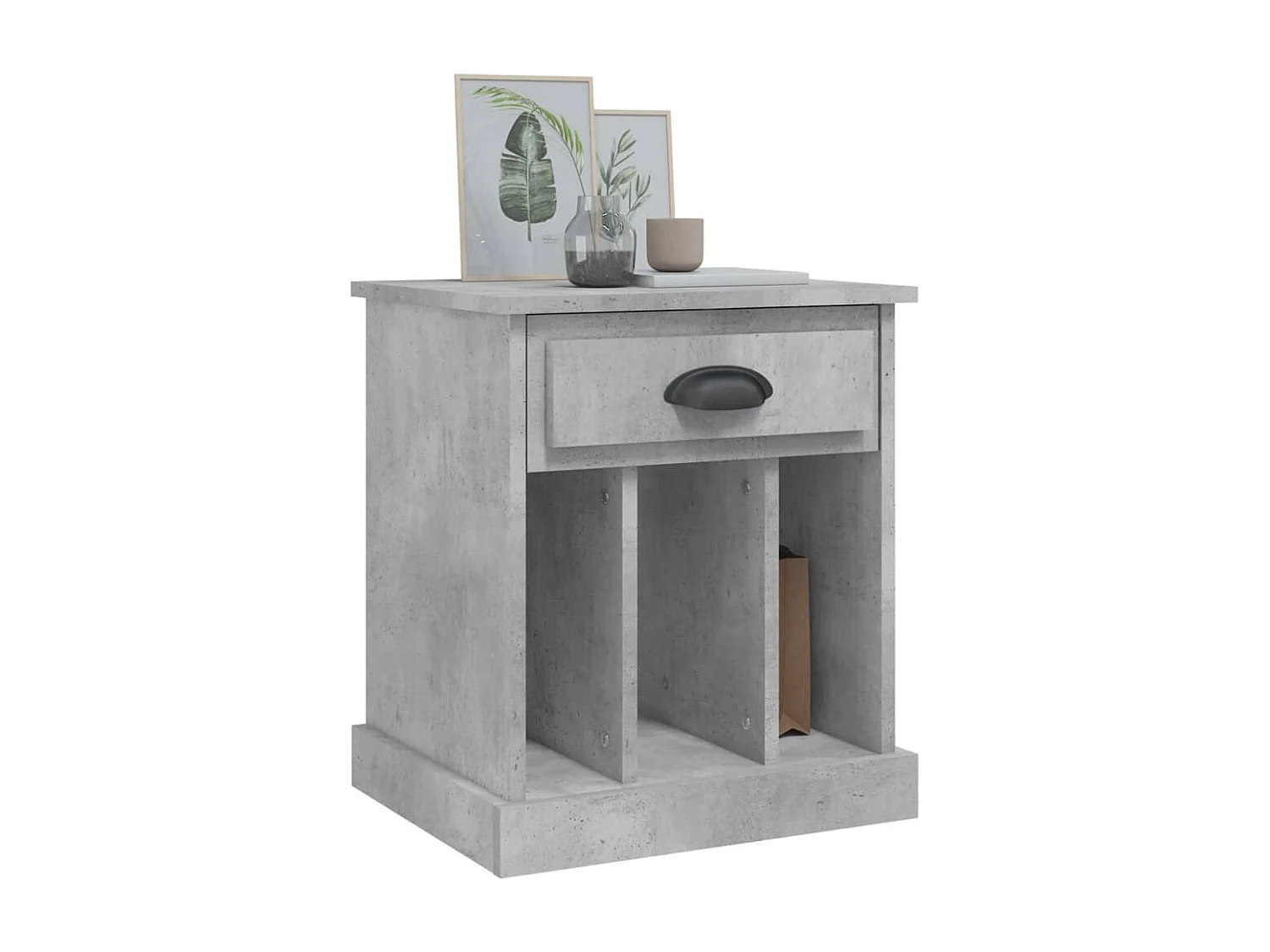 Table de chevet gris béton 43x36x50 cm