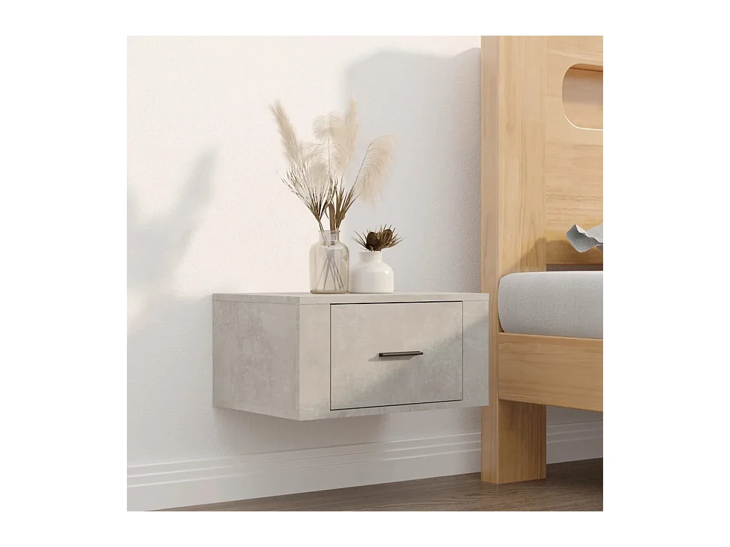 Table de chevet murale Gris béton 50x36x25 cm