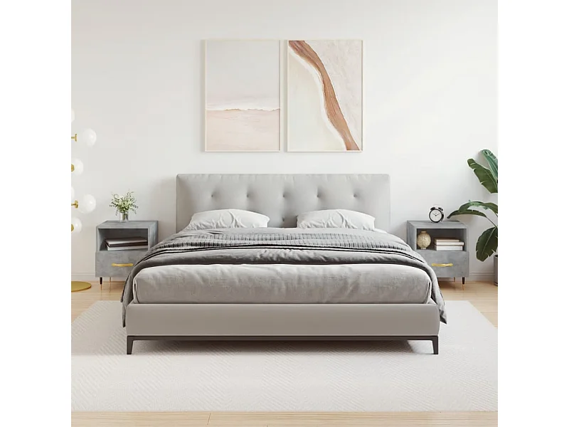 Mesita noche 2 unidades madera ingeniería gris hormigón 40x35x47,5cm