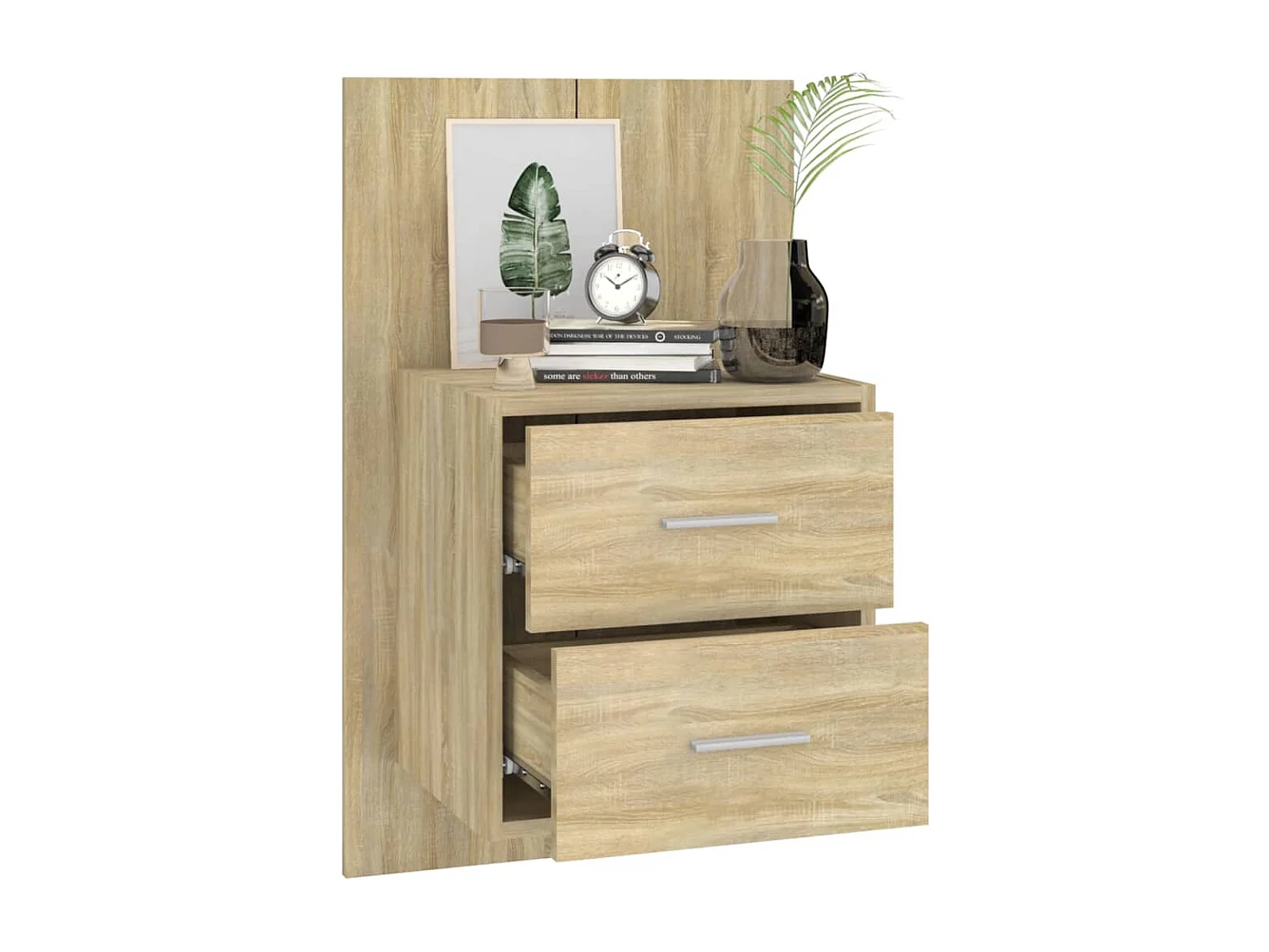 Mesita de noche de pared 2 unidades color roble Sonoma