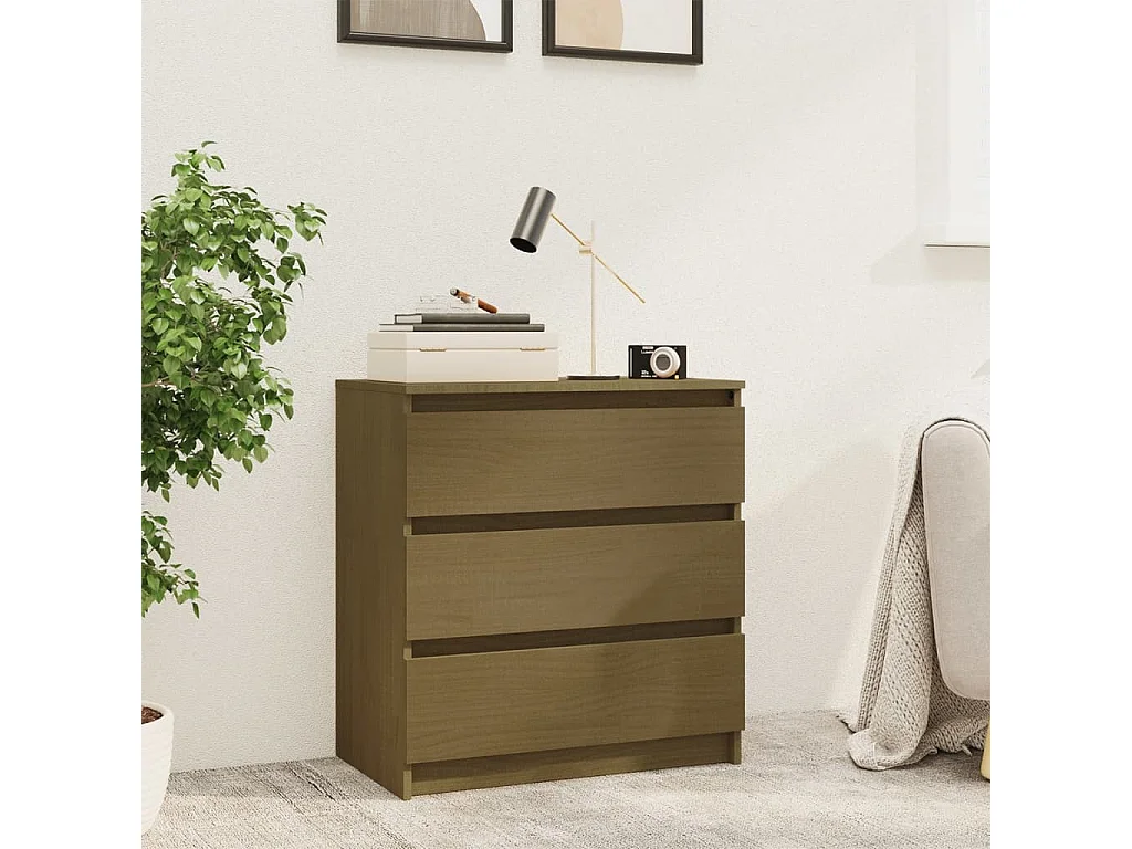 Mesa de cabeceira 60x36x64 cm pinho maciço castanho mel