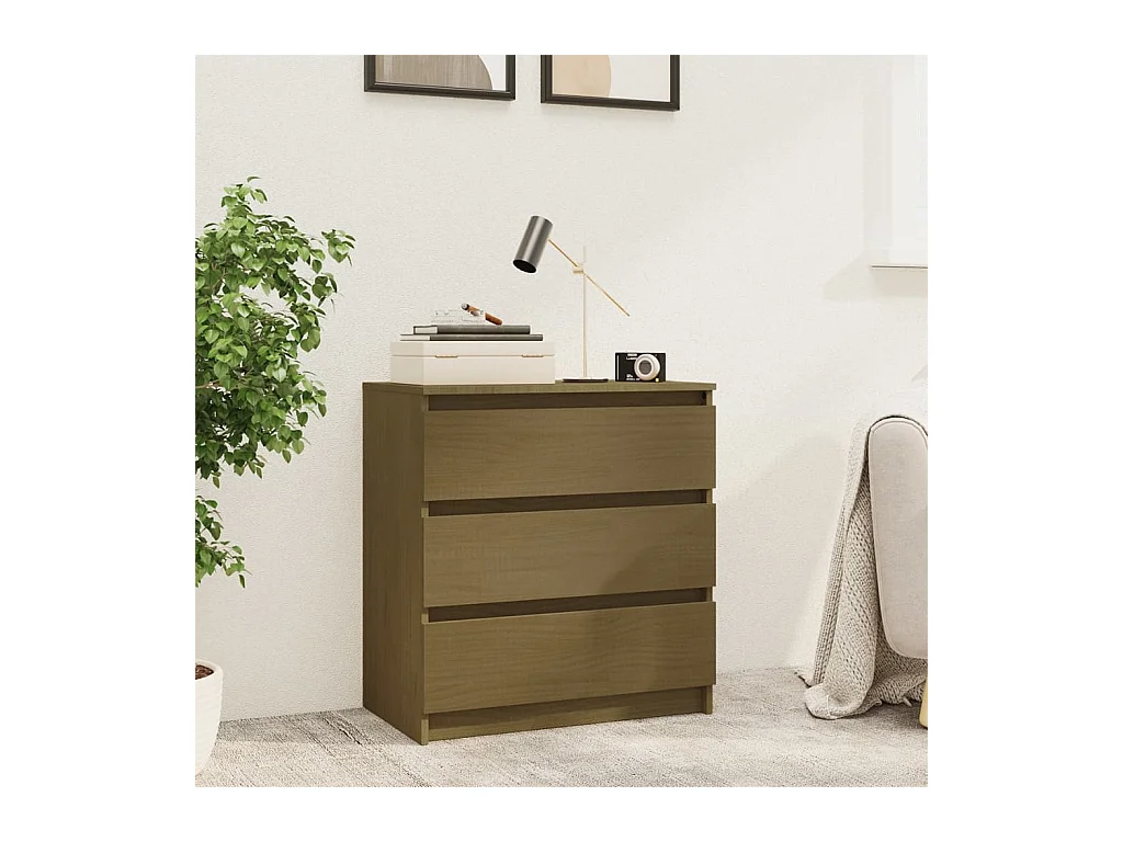 Table de chevet Marron miel 60x36x64 cm Bois de pin massif