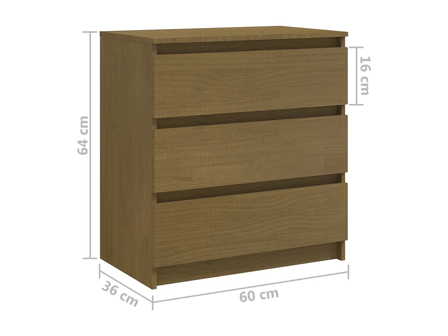 Mesita de noche madera maciza de mango marrón miel 60x36x64 cm