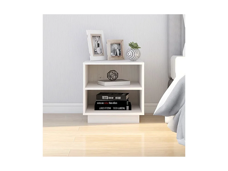 Table de chevet Blanc 40x34x40 cm Bois de pin solide