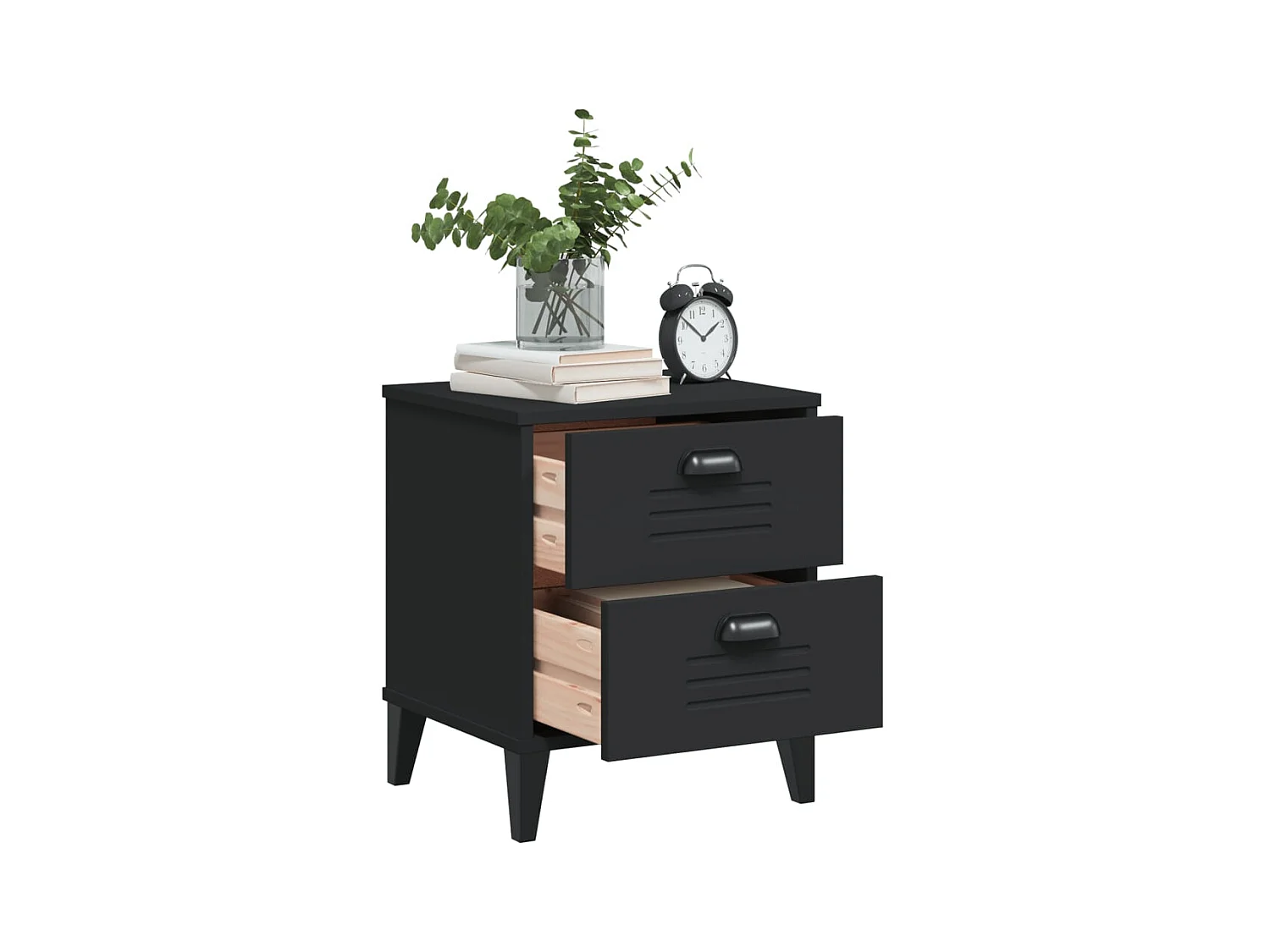 Table de chevet VIKEN noir bois de pin solide