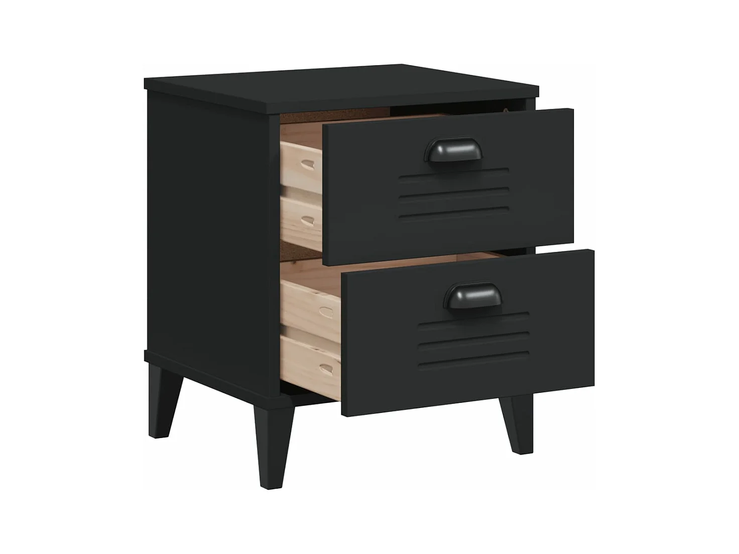 Table de chevet VIKEN noir bois de pin solide
