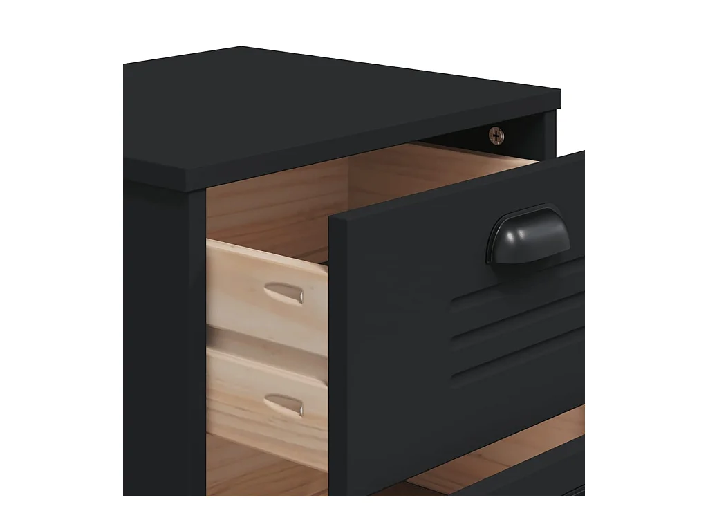 Table de chevet VIKEN noir bois de pin solide