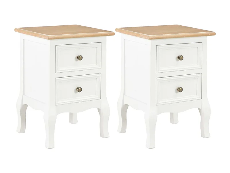 2 pièces Table de chevet Blanc 35x30x49 cm MDF