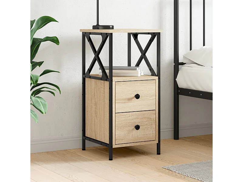 Mesita de noche madera de ingeniería roble Sonoma 34x35,5x70 cm