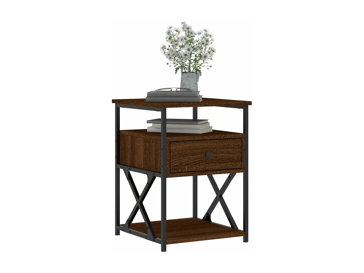 Table de chevet chêne marron 40x42x55 cm bois d'ingénierie