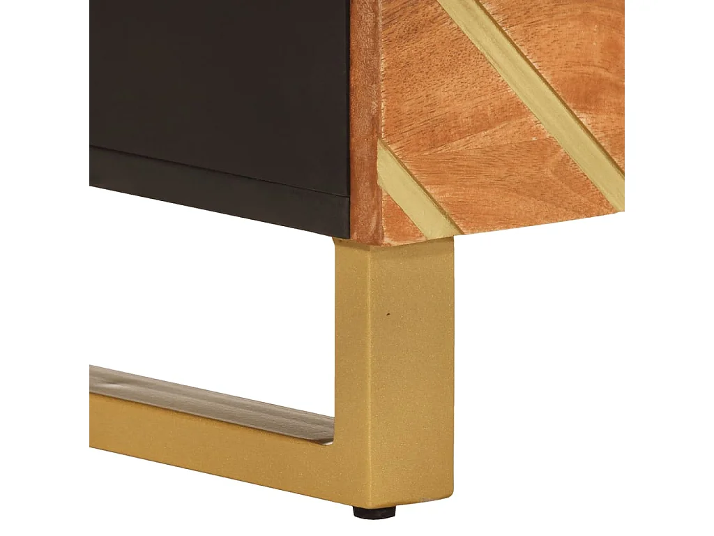 Table de chevet marron et noir 50x33x60 cm bois manguier solide