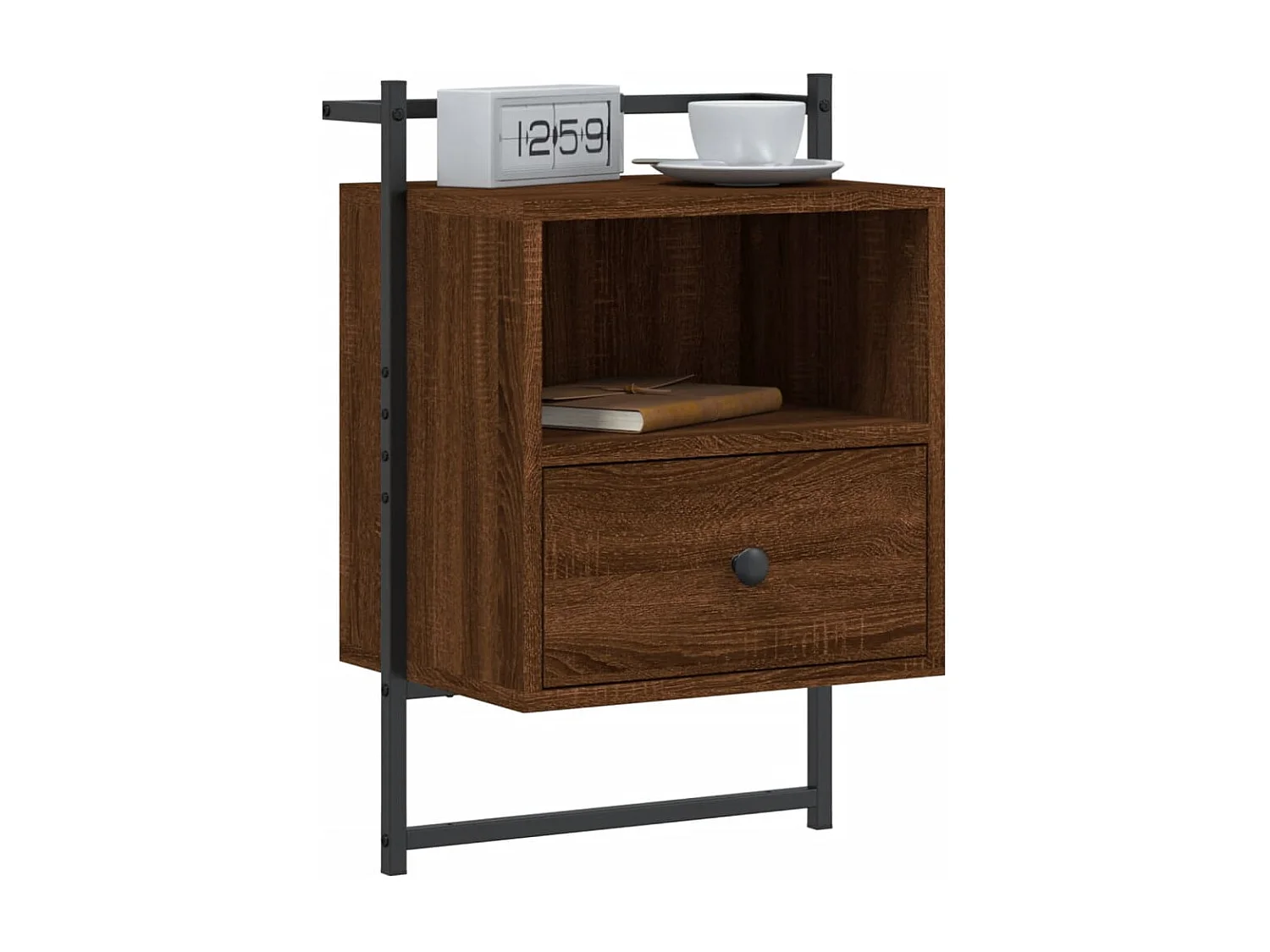 Table de chevet murale chêne brun 40x30x61 cm bois d'ingénierie