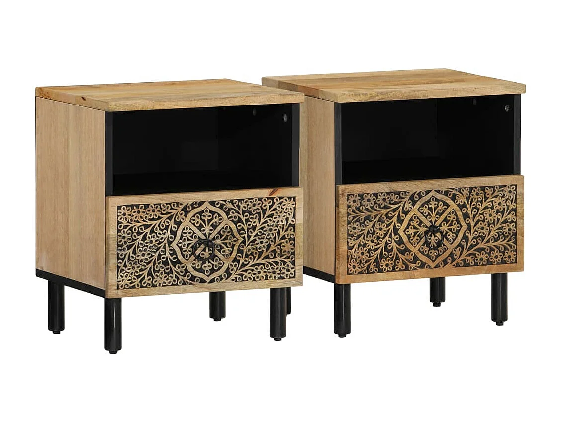 Tables de chevet 2 pièces 40x33x46 cm Bois de manguier solide