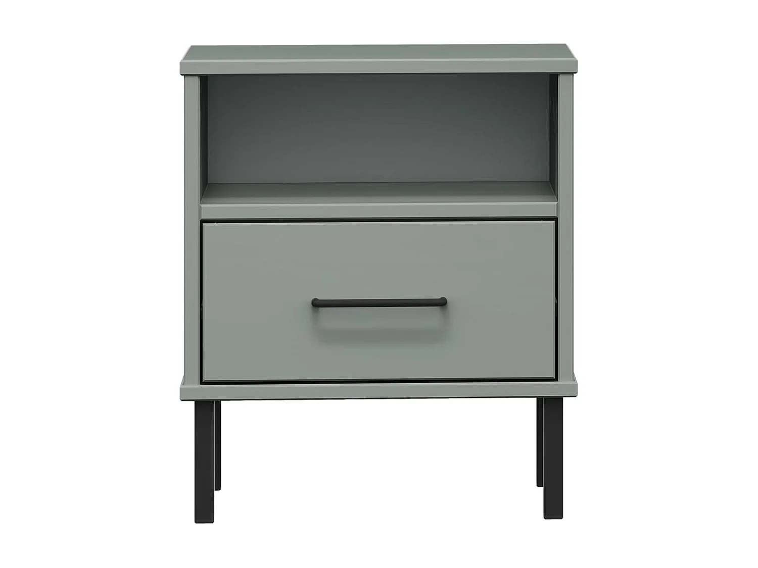 Table de chevet avec pieds en métal Gris Bois pin massif OSLO