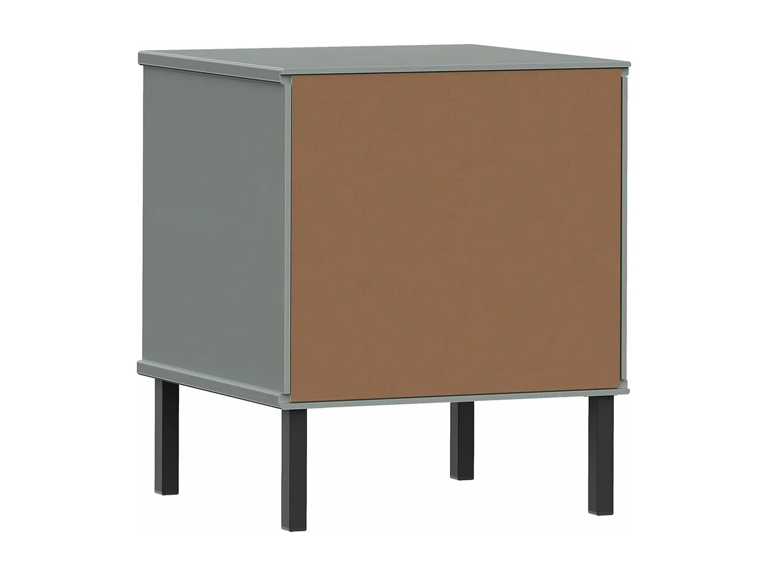 Table de chevet avec pieds en métal Gris Bois pin massif OSLO