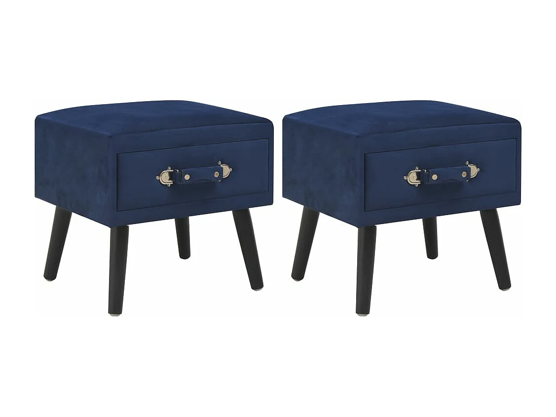 Tables de chevet 2 pièces Bleu 40x35x40 cm Velours