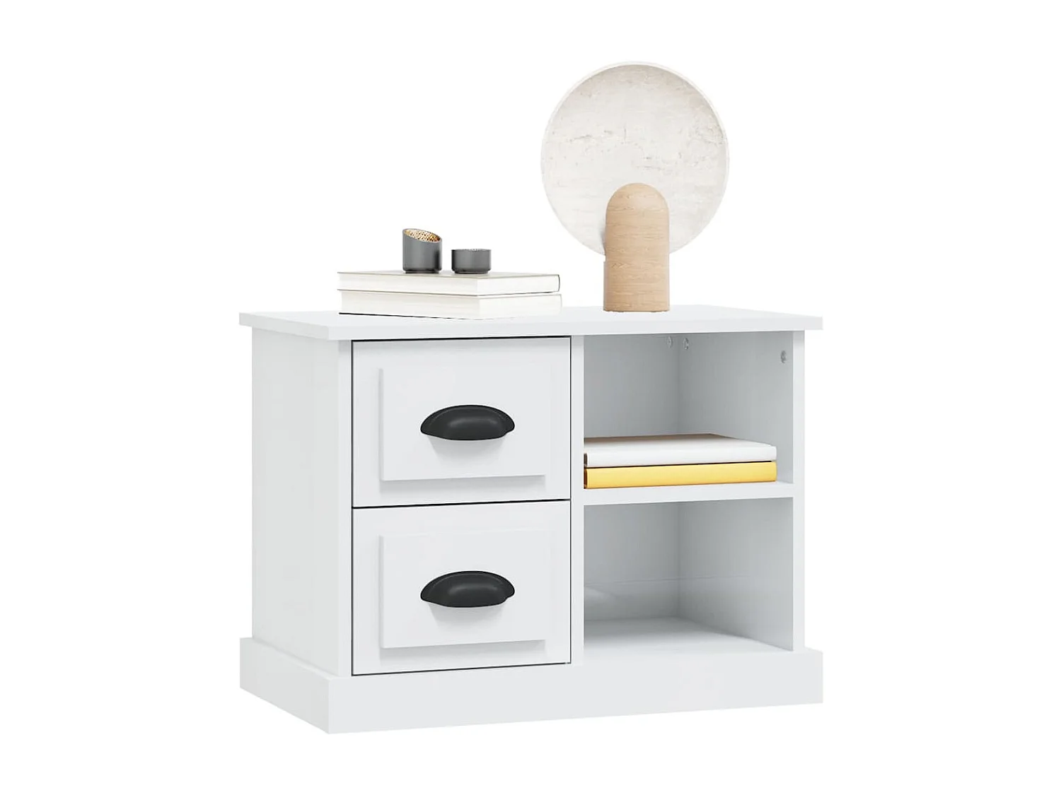Mesa de cabeceira 60x35,5x45 cm branco brilhante