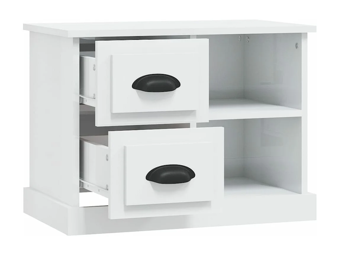 Mesa de cabeceira 60x35,5x45 cm branco brilhante