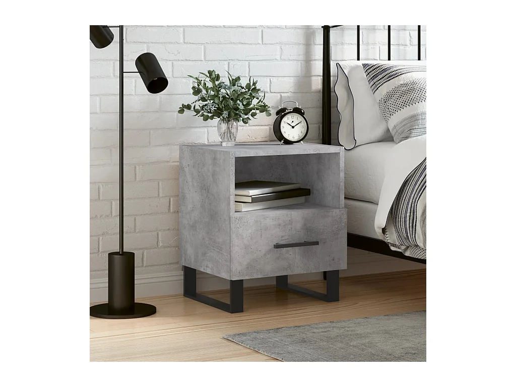 Table de chevet gris béton 40x35x47,5 cm bois d’ingénierie