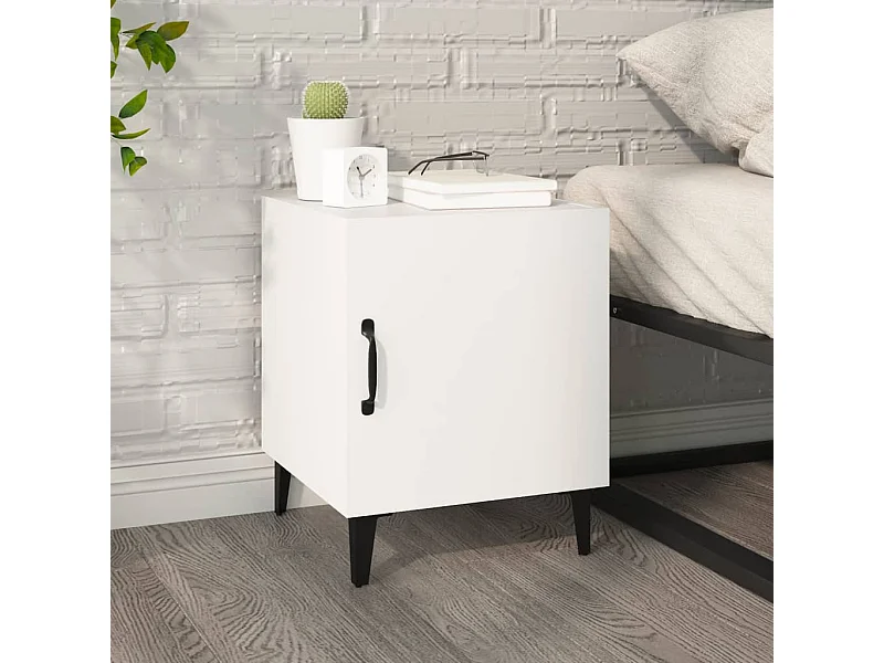 Mesita de noche madera contrachapada blanco