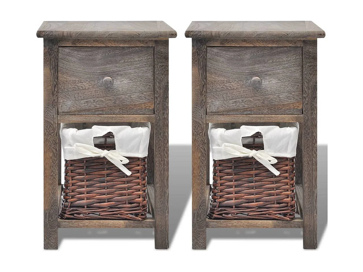 Table de chevet 2 pièces Bois Marron