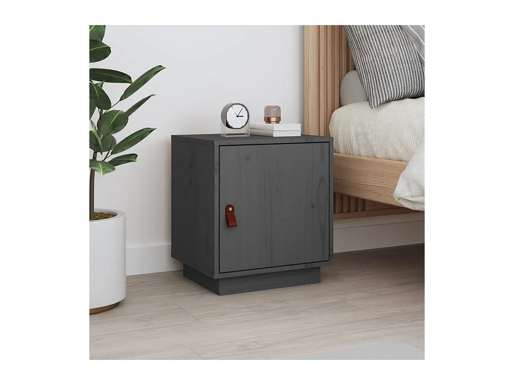 Table de chevet Gris 40x34x45 cm Bois de pin solide