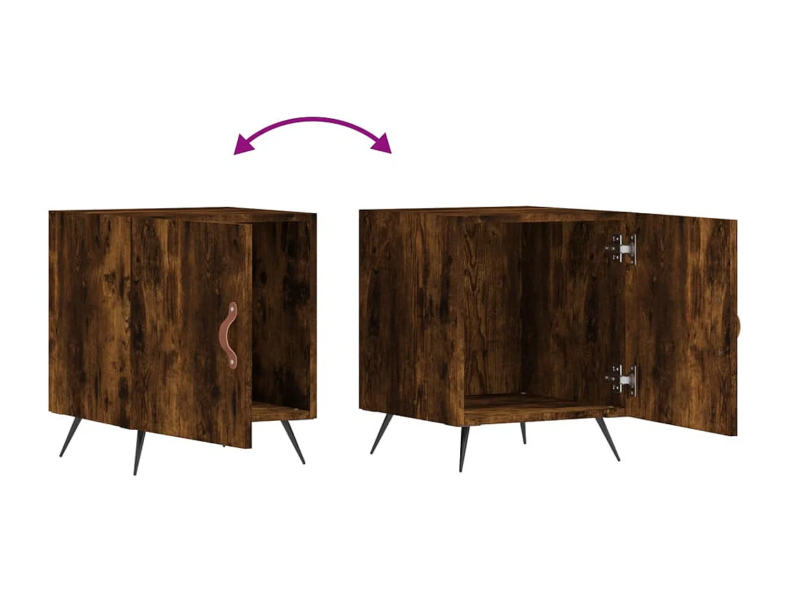 Table de chevet chêne fumé 40x40x50 cm bois d'ingénierie