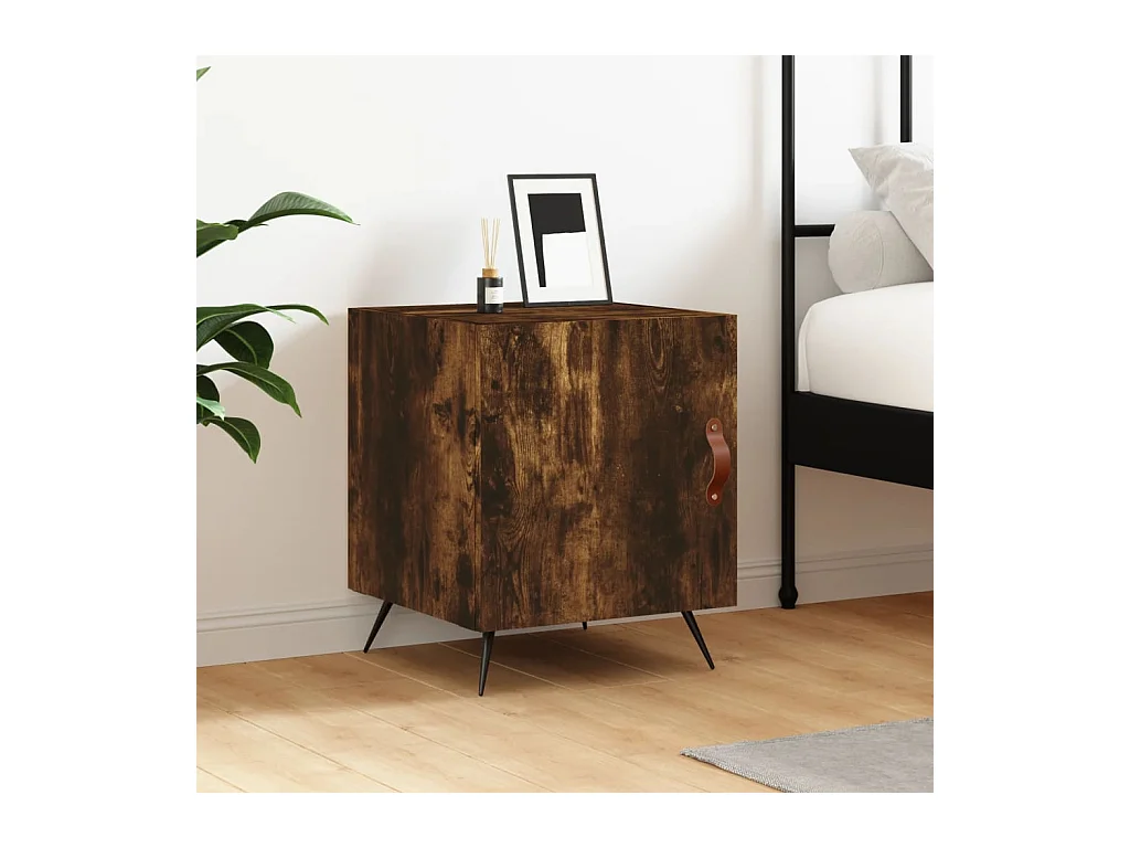 Table de chevet chêne fumé 40x40x50 cm bois d'ingénierie