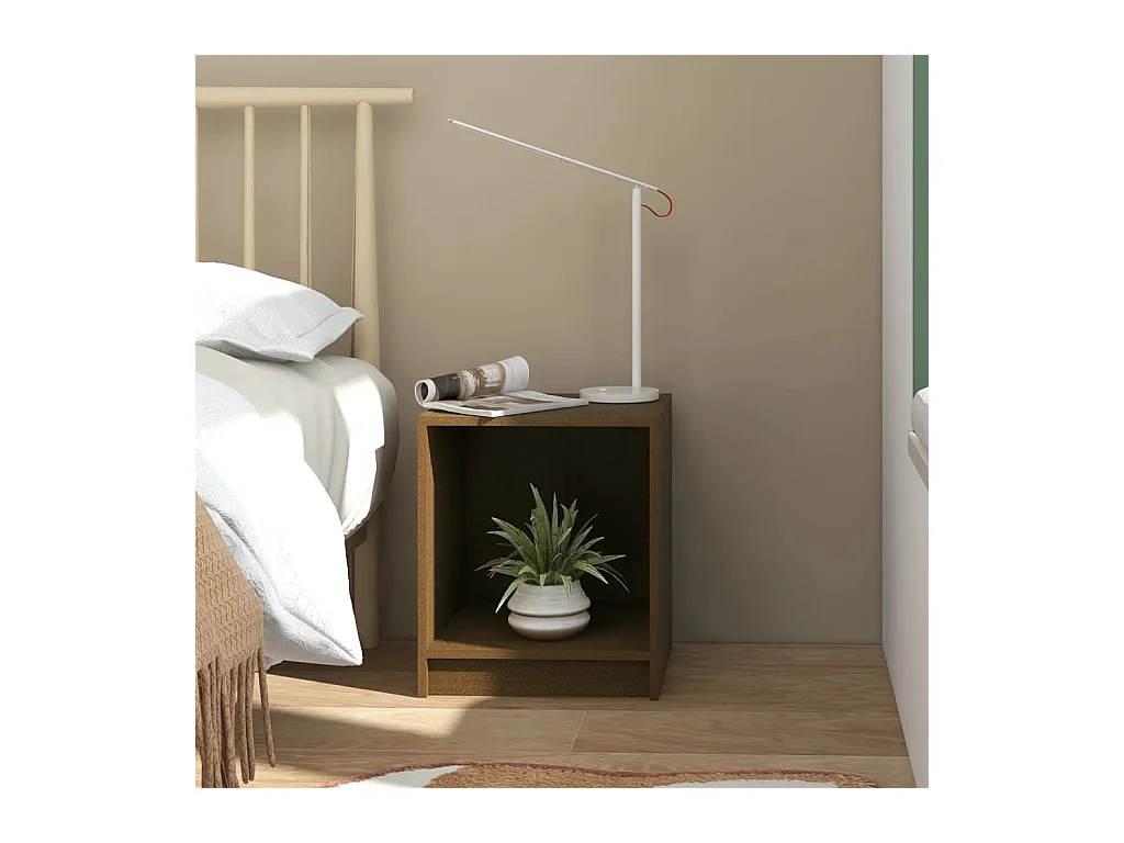 Table de chevet Marron miel 35,5x33,5x41,5cm Bois de pin massif