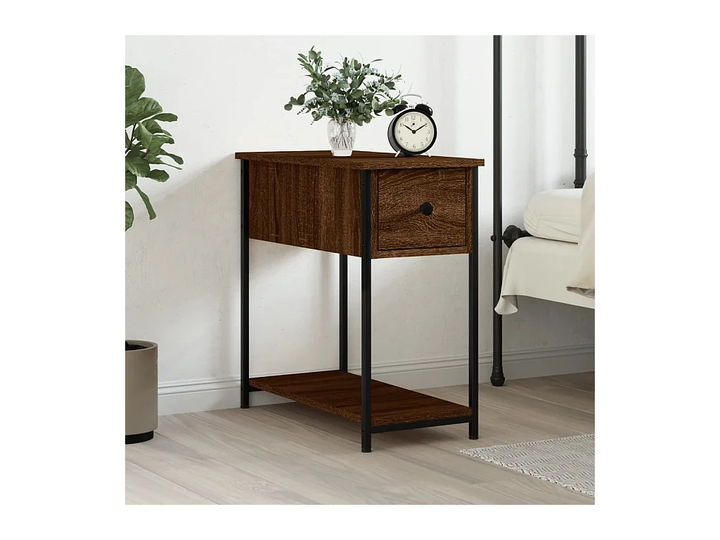 Table de chevet chêne marron 30x60x60 cm bois d'ingénierie