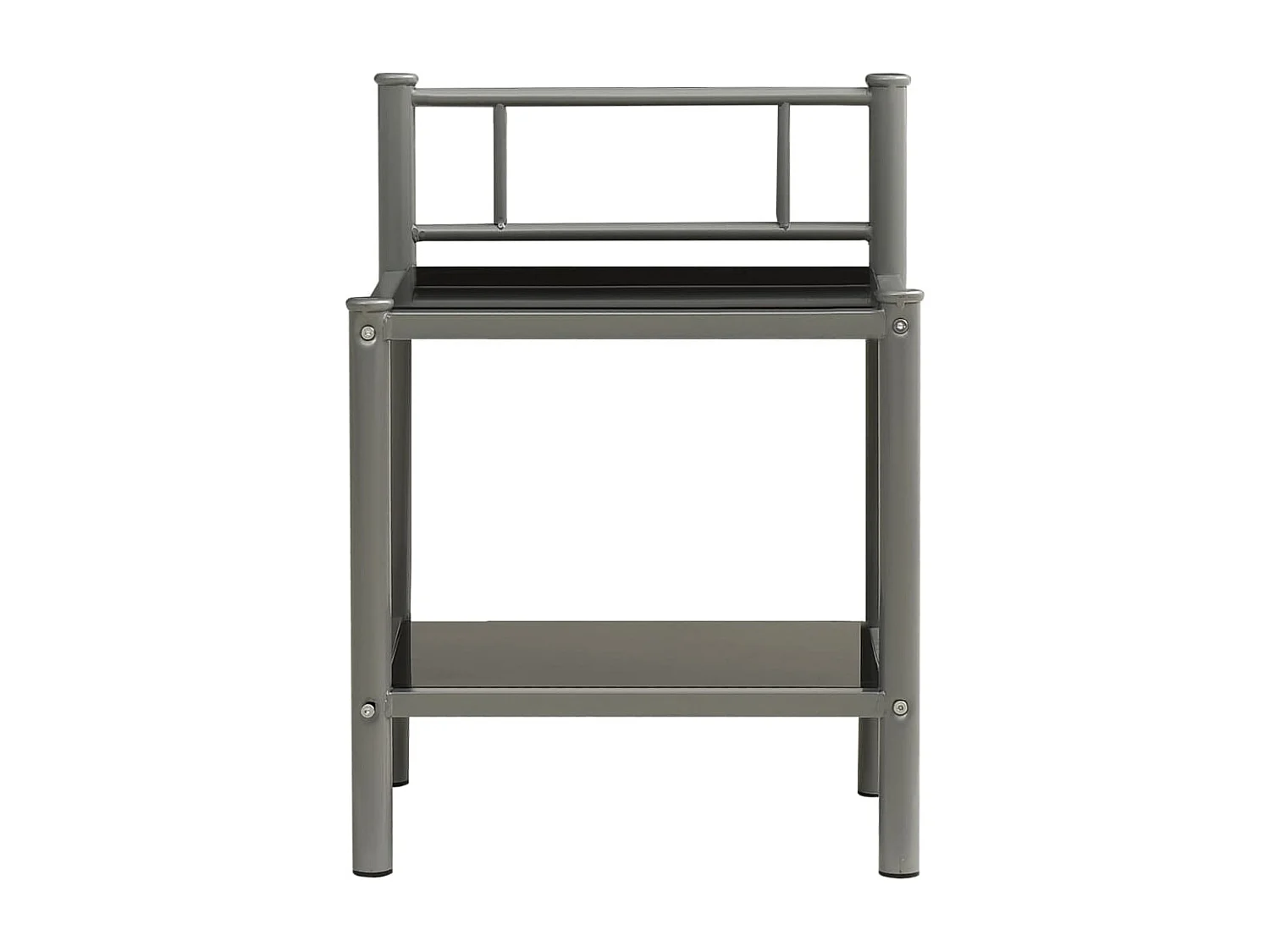 Mesita de noche metal y vidrio gris y negro 45x34,5x60,5 cm