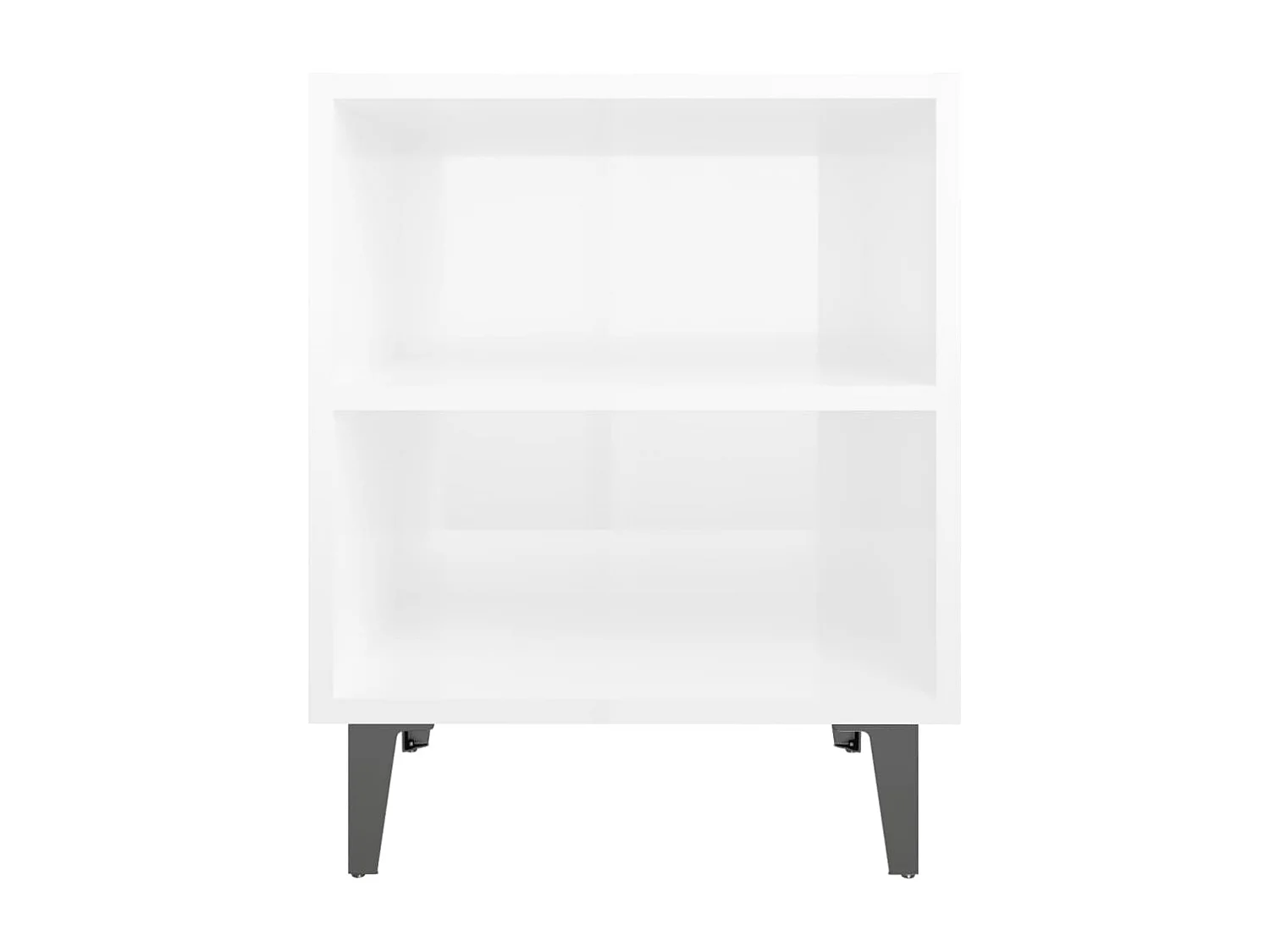 Mesita de noche con patas de metal blanco brillante 40x30x50 cm