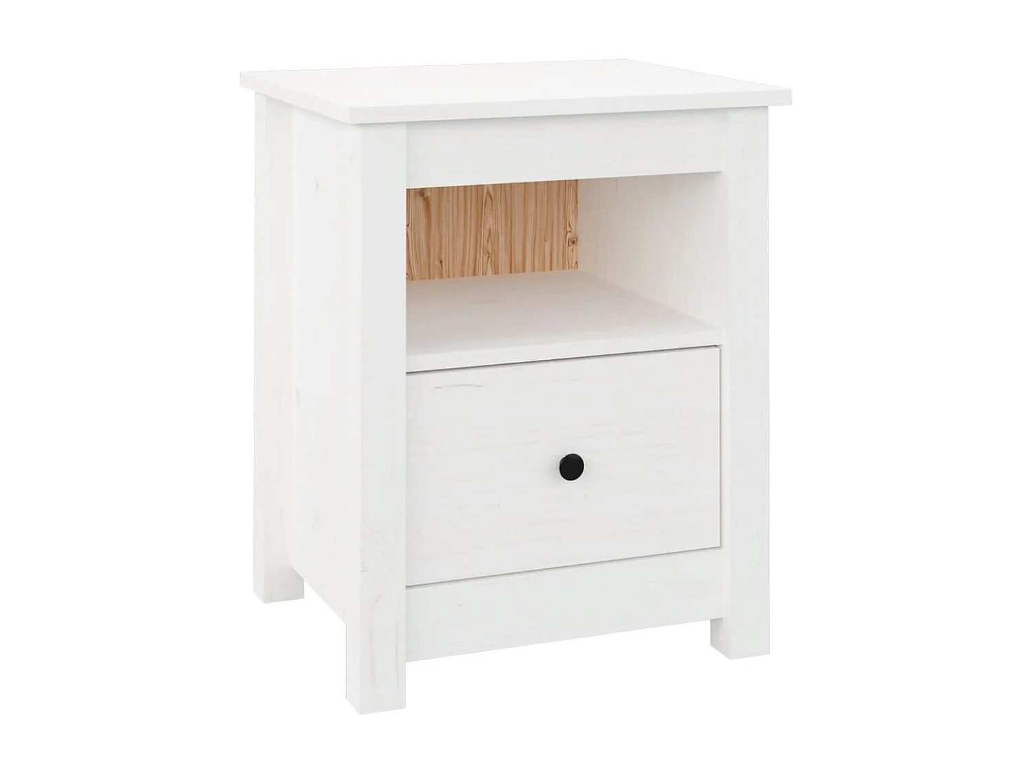 Mesita de noche madera maciza de pino blanco 40x35x49 cm