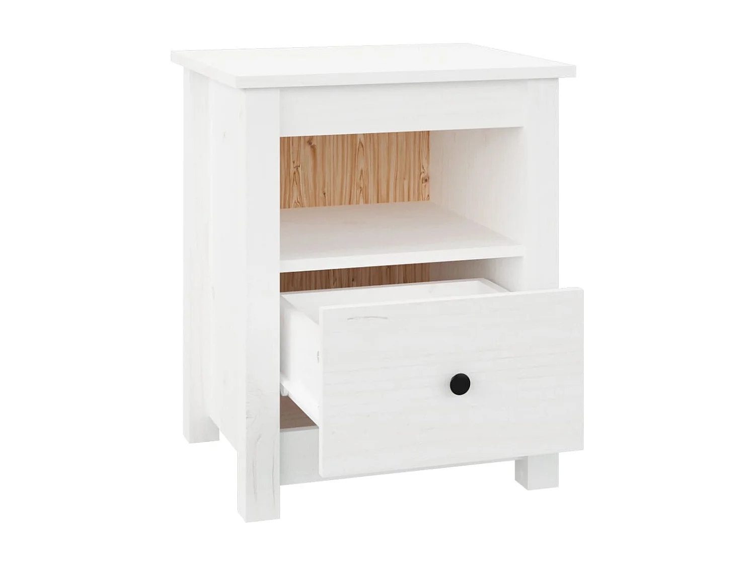 Mesita de noche madera maciza de pino blanco 40x35x49 cm