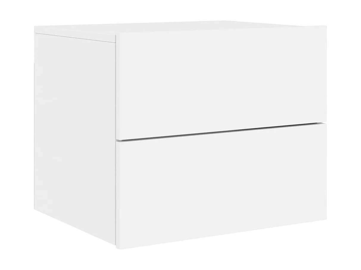 Mesitas de noche de pared con luces LED 2 unidades blanco