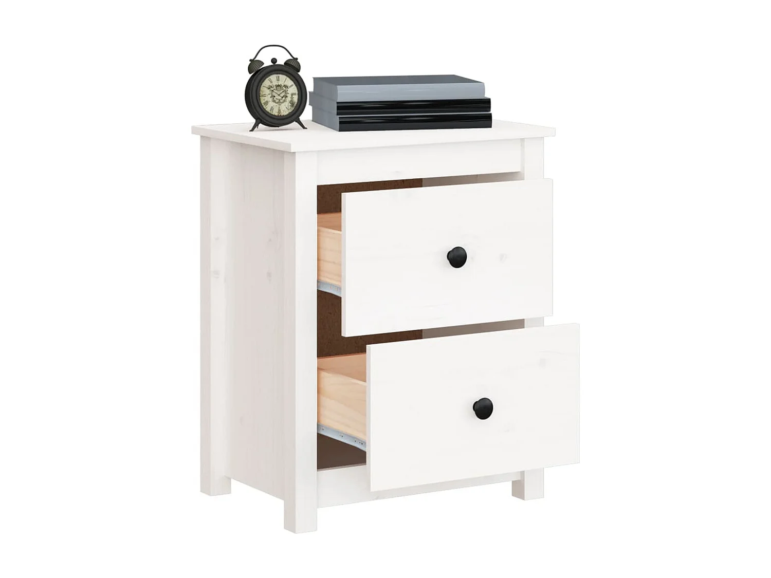 Table de chevet Blanc 50x35x61,5 cm Bois de pin massif