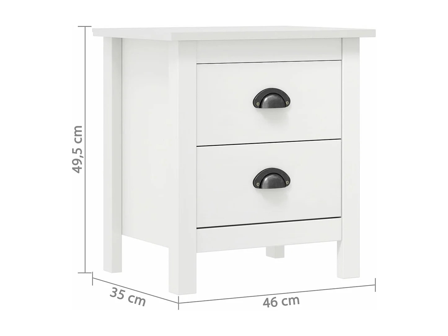Table de chevet Hill Blanc 46x35x49,5 cm Bois de pin solide