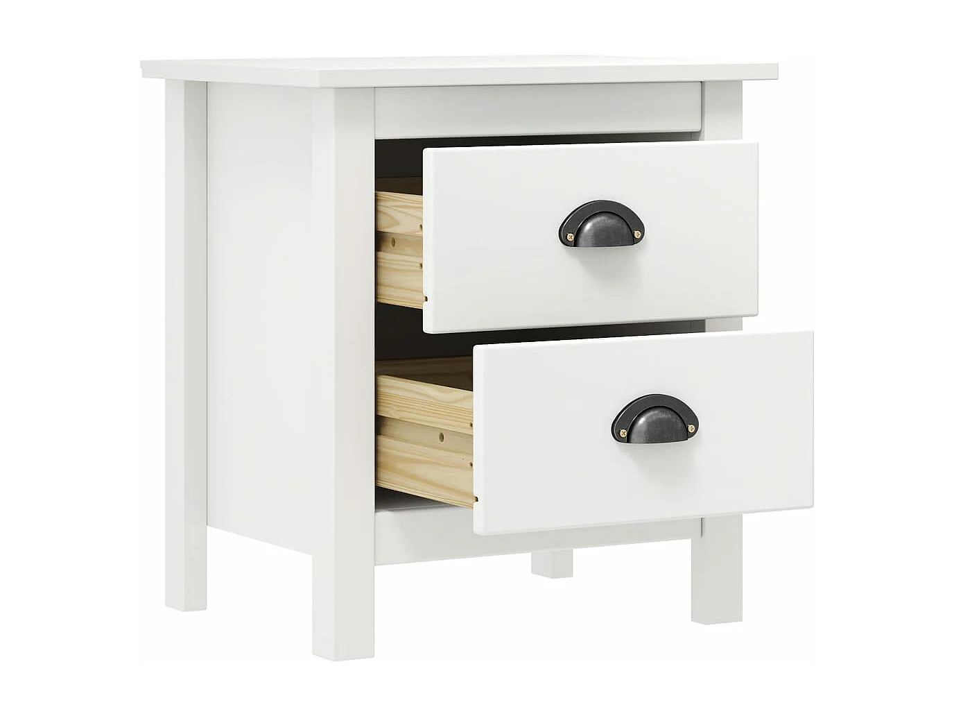 Table de chevet Hill Blanc 46x35x49,5 cm Bois de pin solide