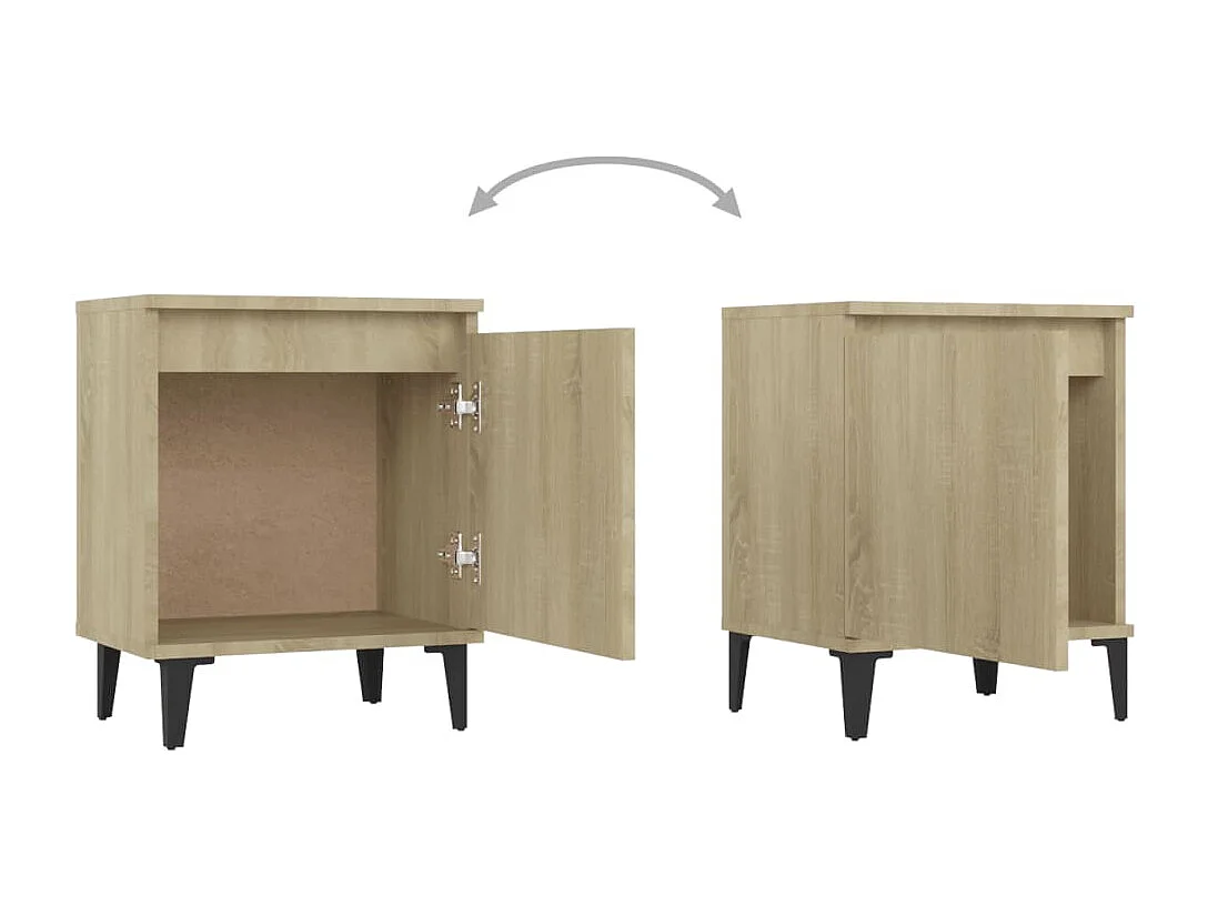Tables de chevet pieds en métal 2 pièces Chêne sonoma 40x30x50 cm