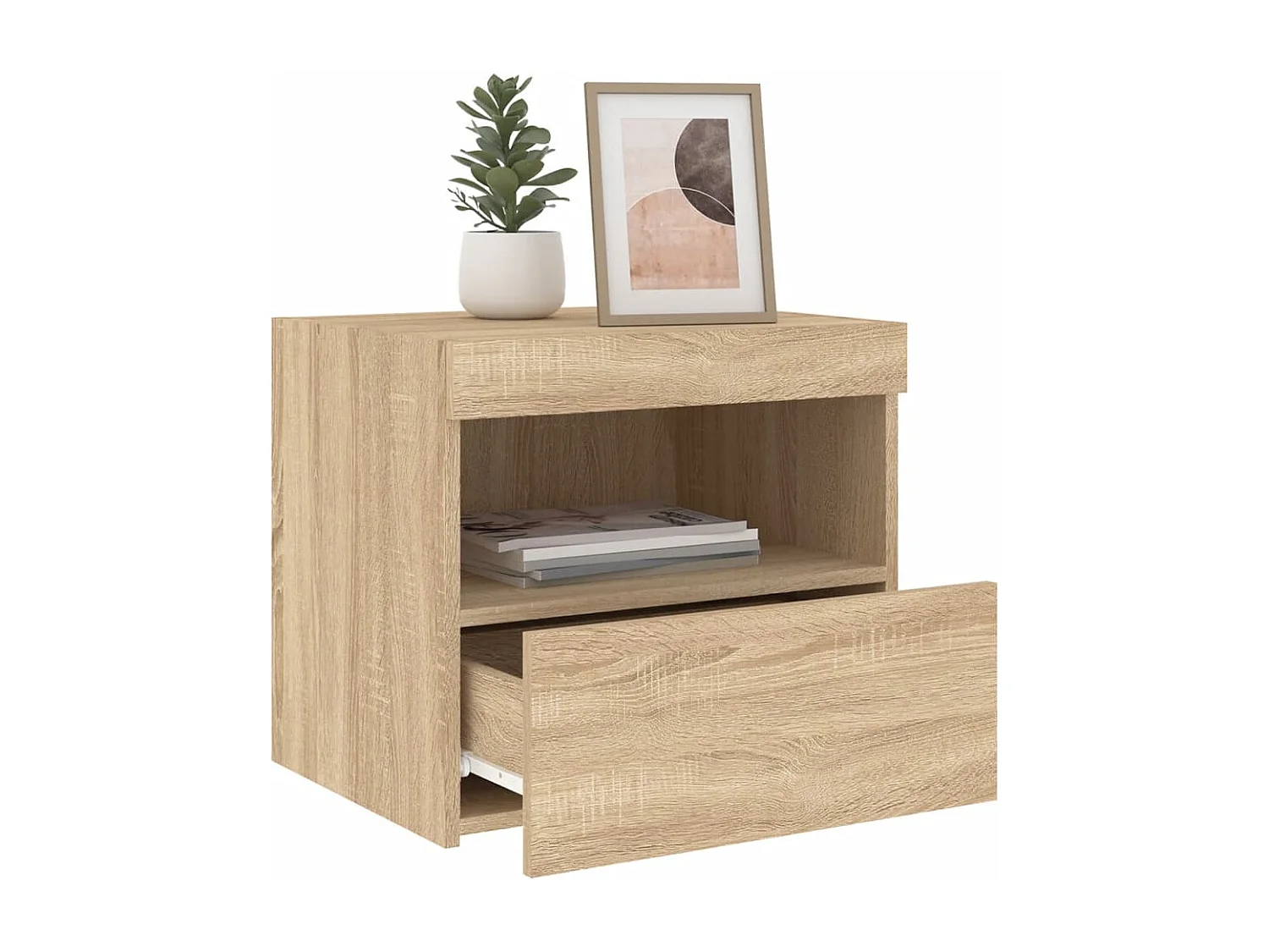 Table de chevet avec lumières LED chêne sonoma 50x40x45 cm