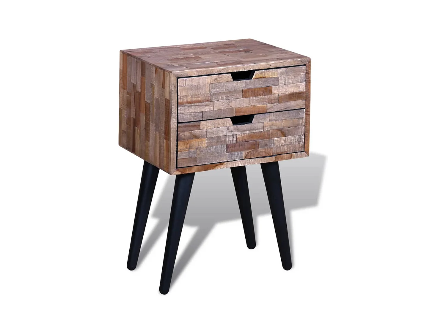 Table de chevet avec 2 tiroirs Bois de teck recyclé