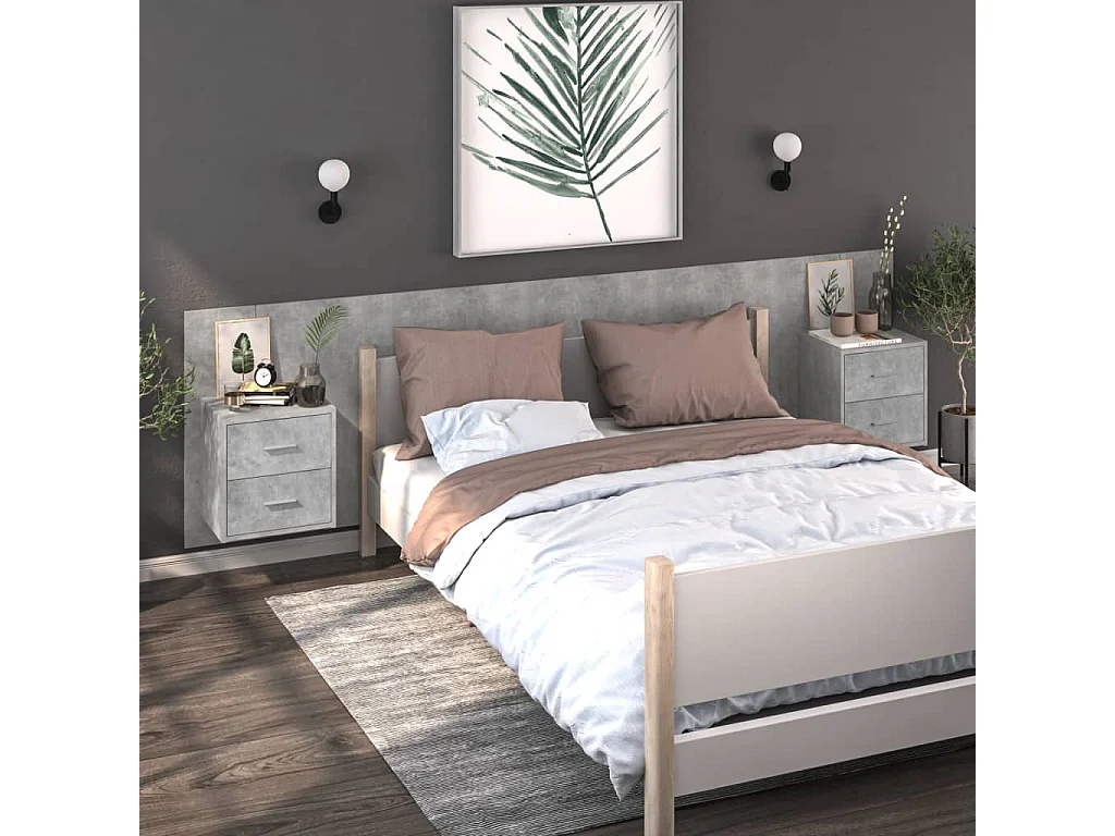 Mesa de cabeceira montagem na parede cinzento cimento