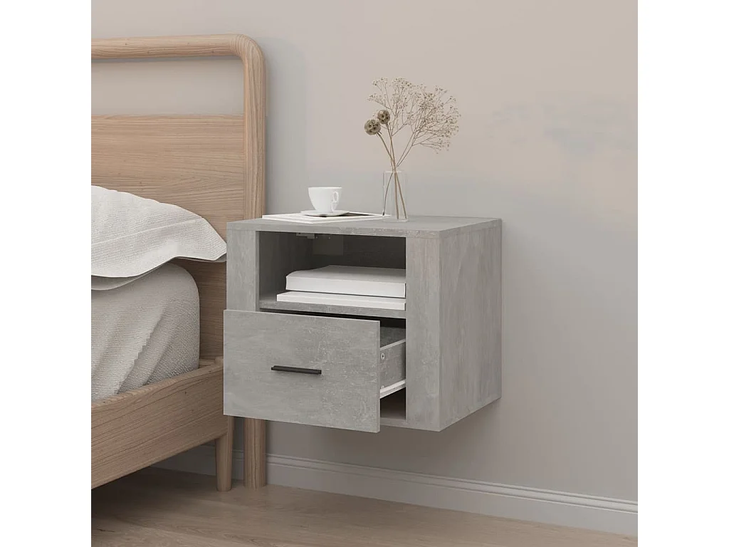 Table de chevet murale Gris béton 50x36x40 cm